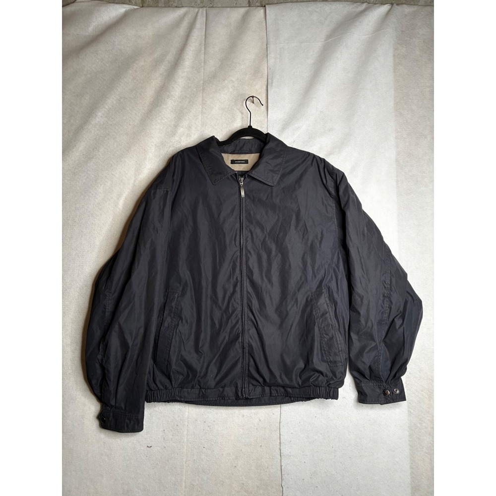 Claiborne Mens XL Black Microfiber Full Zip Windbreaker Jacket Lined Lightweight